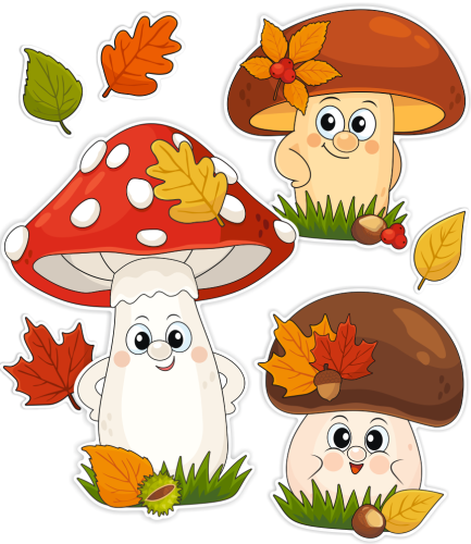 Dekoracja jesienna - DUŻE JESIENNE GRZYBY (~A3, dwustronna)