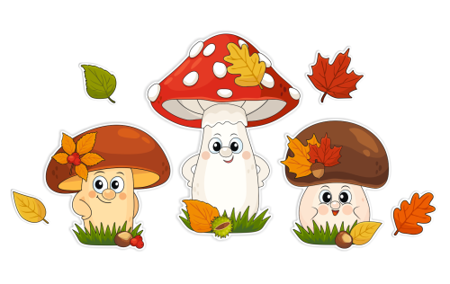 Dekoracja jesienna - DUŻE JESIENNE GRZYBY (~A3, dwustronna)