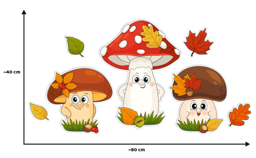 Dekoracja jesienna - DUŻE JESIENNE GRZYBY (~A3, dwustronna)