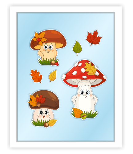 Dekoracja jesienna - DUŻE JESIENNE GRZYBY (~A3, dwustronna)