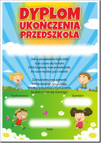 Dyplom ukończenia przedszkola