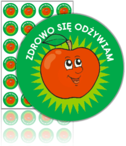 Naklejki "ZDROWO SIĘ ODŻYWIAM" (40mm, 24 szt.)