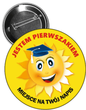 Przypinka dla dzieci jestem pierwszakiem słoneczko