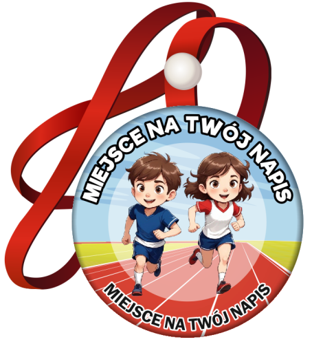 Medal na tasiemce: "Sportowy - biegnące dzieci" (wzór 2)