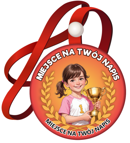 Medal na tasiemce: "Sportowy - dziewczynka z pucharem" (wzór 1)