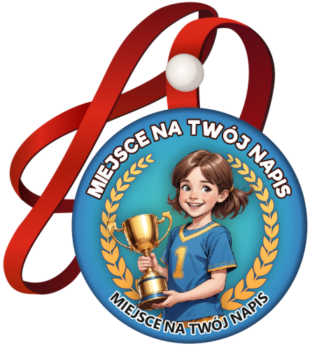 Medal na tasiemce: "Sportowy - dziewczynka z pucharem" (wzór 2)
