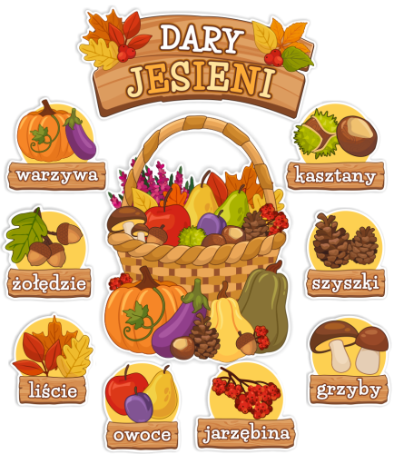 Dekoracja jesienna na gazetkę - Dary Jesieni (~A3, jednostronna)