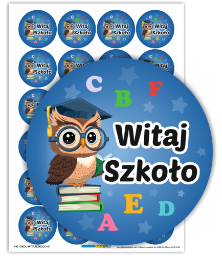 Naklejki "Witaj Szkoło" - wzór 1 (40mm, 24 szt.)