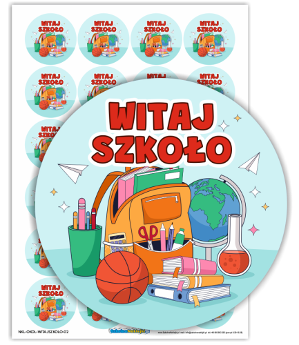 Naklejki "Witaj Szkoło" - wzór 2 (40mm, 24 szt.)