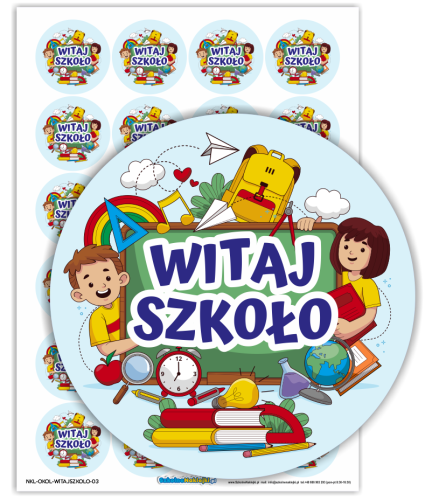 Naklejki "Witaj Szkoło" - wzór 3 (40mm, 24 szt.)