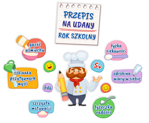 Dekoracja na gazetkę - Przepis na udany rok szkolny (~A3, jednostronna)