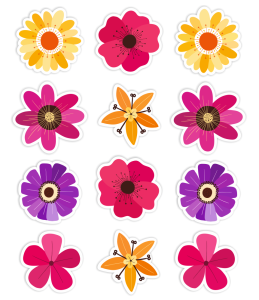 Kolorowe kwiatki (12 szt., jednostronne)