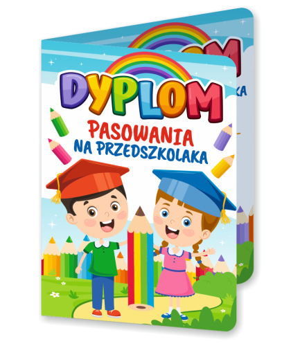Dyplom: Pasowanie na Przedszkolaka - wzór 1 (składany, format A5)