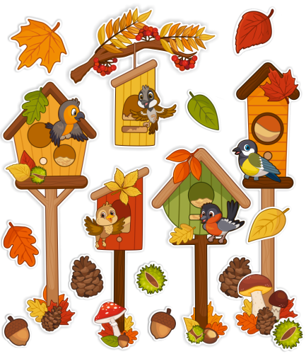 Dekoracja jesienna na okna "Jesienne Karmniki" (dwustronna)