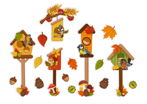 Dekoracja jesienna na okna "Jesienne Karmniki" (dwustronna)