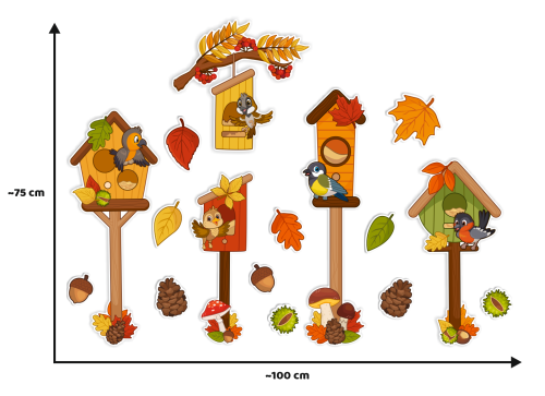 Dekoracja jesienna na okna "Jesienne Karmniki" (dwustronna)