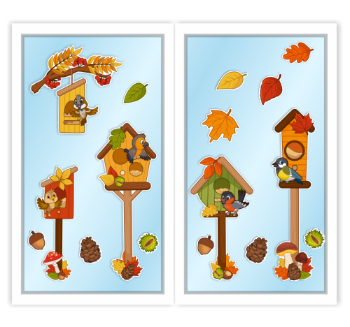 Dekoracja jesienna na okna "Jesienne Karmniki" (dwustronna)