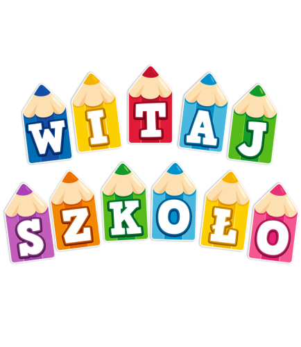 Dekoracja napis: WITAJ SZKOŁO (duże wycięte kredki)