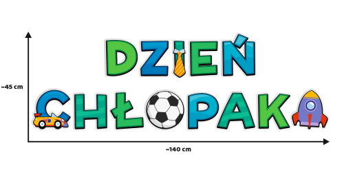 Dekoracja napis: DZIEŃ CHŁOPAKA (wycięte litery)