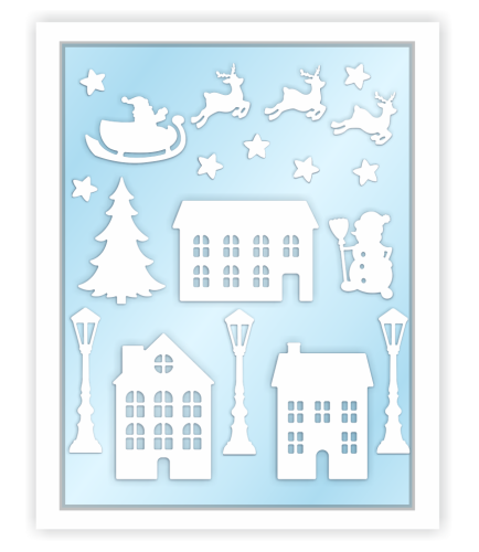 Dekoracja zimowa - Duże Miasteczko Zimowe (rozmiar ~A3)