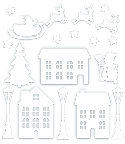 Dekoracja zimowa - Duże Miasteczko Zimowe (rozmiar ~A3)