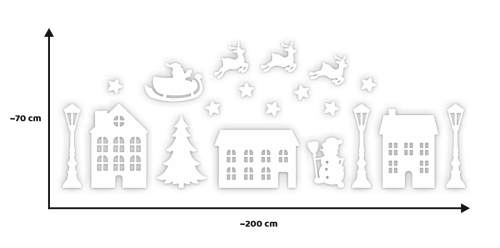 Dekoracja zimowa - Duże Miasteczko Zimowe (rozmiar ~A3)