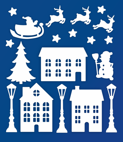 Dekoracja zimowa - Duże Miasteczko Zimowe (rozmiar ~A3)