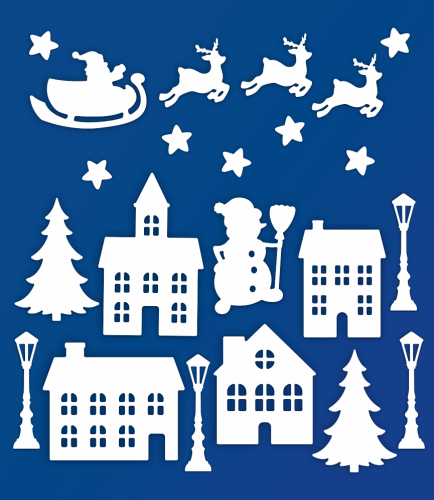 Dekoracja zimowa - Miasteczko Zimowe - wzór 2 (rozmiar ~A3)