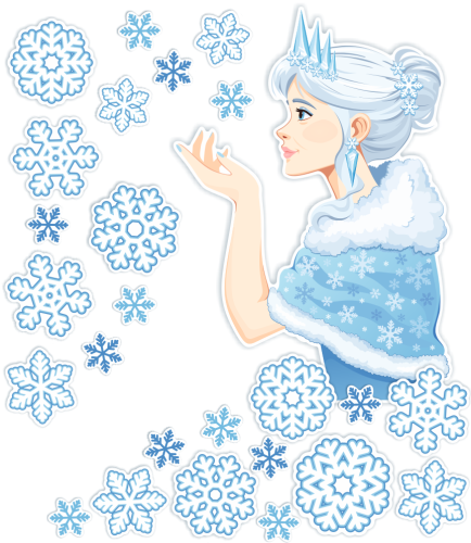 Dekoracja zimowa na okna "Pani Zima" - wzór 3 (dwustronna)