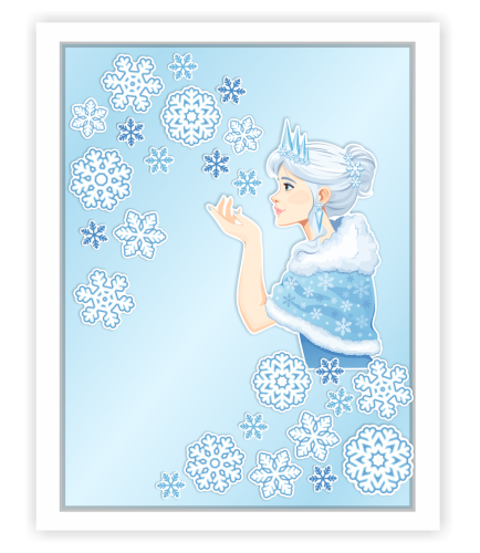 Dekoracja zimowa na okna "Pani Zima" - wzór 3 (dwustronna)