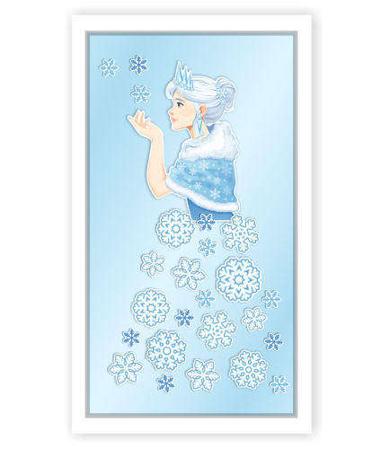 Dekoracja zimowa na okna "Pani Zima" - wzór 3 (dwustronna)