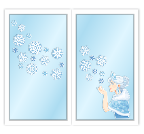 Dekoracja zimowa na okna "Pani Zima" - wzór 3 (dwustronna)