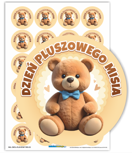 Naklejki "Dzień Pluszowego Misia" - wzór 2 (40mm, 24 szt.)