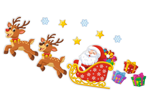 Dekoracja świąteczna na okna - Mikołaj w saniach (~A3, dwustronna)