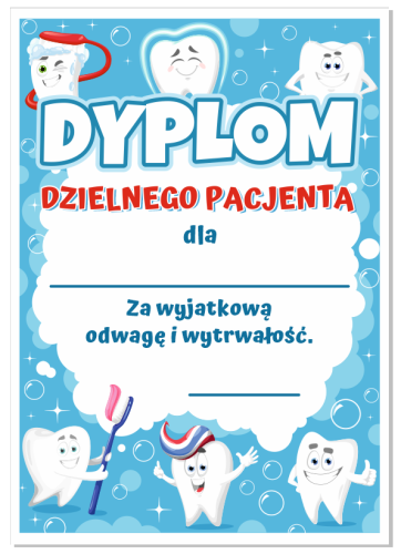 Dyplom Dzielnego Pacjenta "Ząbki" - wzór 2