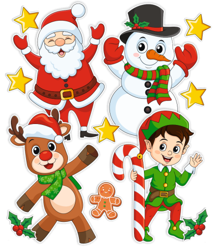 Dekoracja świąteczna - DUŻE POSTACIE ŚWIĄTECZNE (~A3, dwustronna)