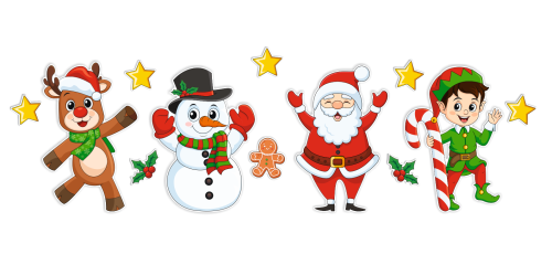 Dekoracja świąteczna - DUŻE POSTACIE ŚWIĄTECZNE (~A3, dwustronna)