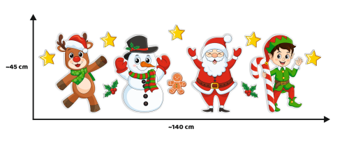 Dekoracja świąteczna - DUŻE POSTACIE ŚWIĄTECZNE (~A3, dwustronna)