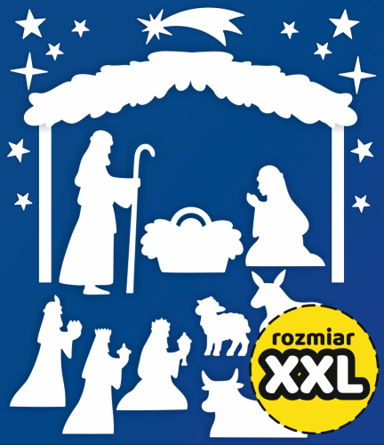 Dekoracja Świąteczna - Szopka Bożonarodzeniowa na Jasełka - wzór 2 (rozmiar XXL)
