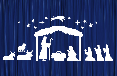 Dekoracja Świąteczna - Szopka Bożonarodzeniowa na Jasełka - wzór 2 (rozmiar XXL)