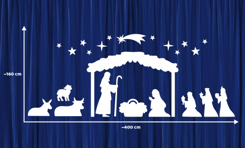 Dekoracja Świąteczna - Szopka Bożonarodzeniowa na Jasełka - wzór 2 (rozmiar XXL)