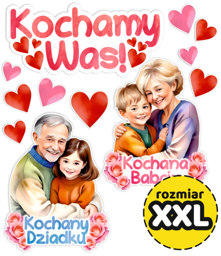 Dekoracja Dzień Babci i Dziadka - Kochamy Was! - wzór 4 (rozmiar XXL)
