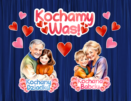 Dekoracja Dzień Babci i Dziadka - Kochamy Was! - wzór 4 (rozmiar XXL)