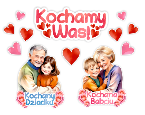 Dekoracja Dzień Babci i Dziadka - Kochamy Was! - wzór 4 (rozmiar XXL)