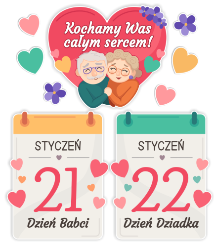 Dekoracja Dzień Babci i Dziadka - Kartki z kalendarza - wzór 5 (rozmiar XXL)