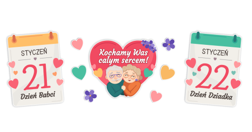 Dekoracja Dzień Babci i Dziadka - Kartki z kalendarza - wzór 5 (rozmiar XXL)