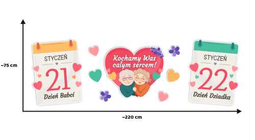 Dekoracja Dzień Babci i Dziadka - Kartki z kalendarza - wzór 5 (rozmiar XXL)