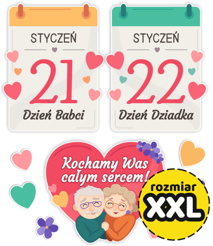 Dekoracja Dzień Babci i Dziadka - Kartki z kalendarza - wzór 5 (rozmiar XXL)