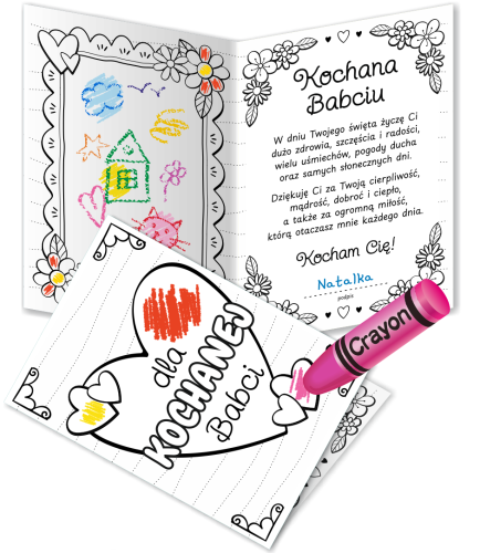 Laurka na Dzień Babci do kolorowania (składana, format A5)