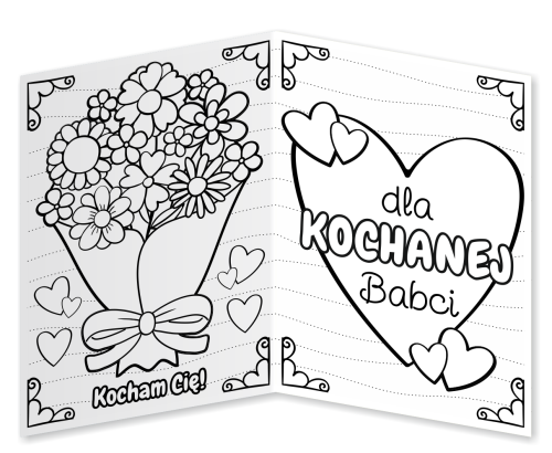 Laurka na Dzień Babci do kolorowania (składana, format A5)